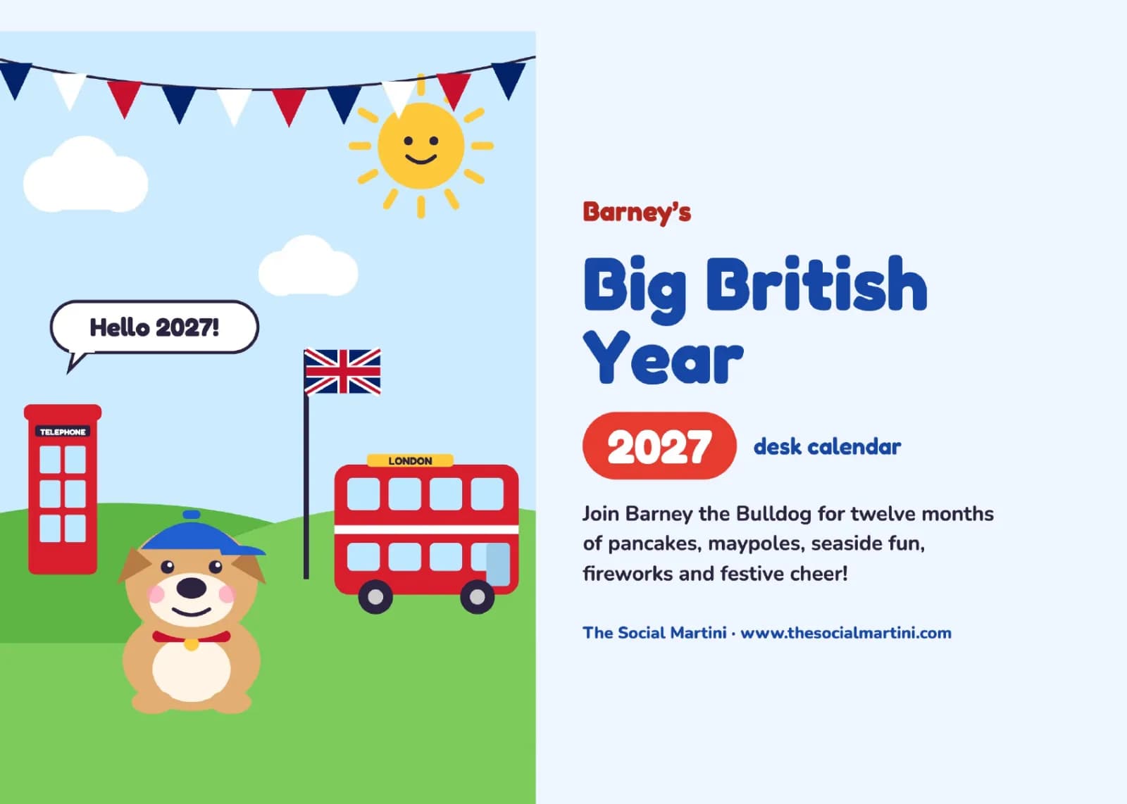 Barney's Big British Year 2027 Desk Calendar
