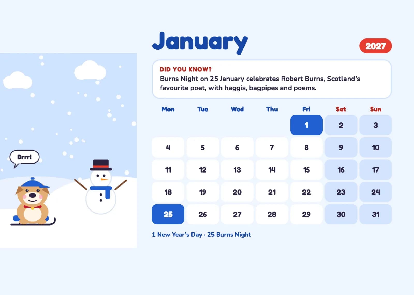 Barney's Big British Year 2027 Desk Calendar 2