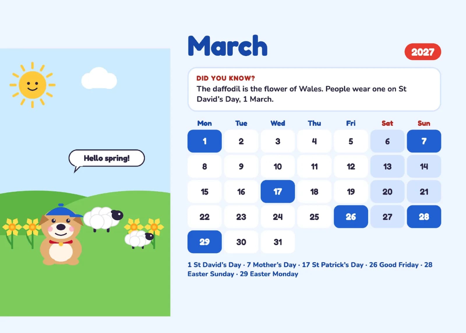 Barney's Big British Year 2027 Desk Calendar 4