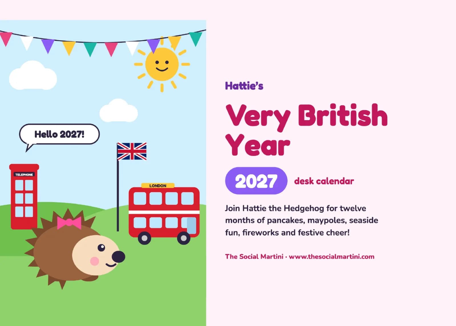 Hattie's Very British Year 2027 Desk Calendar