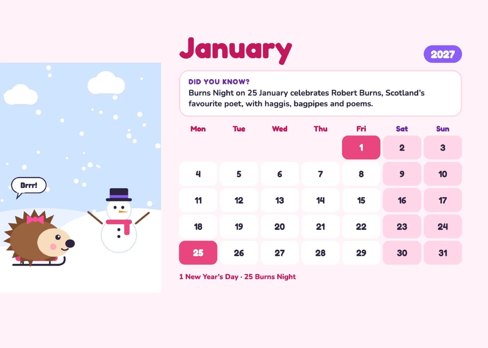 Hattie's Very British Year 2027 Desk Calendar 2