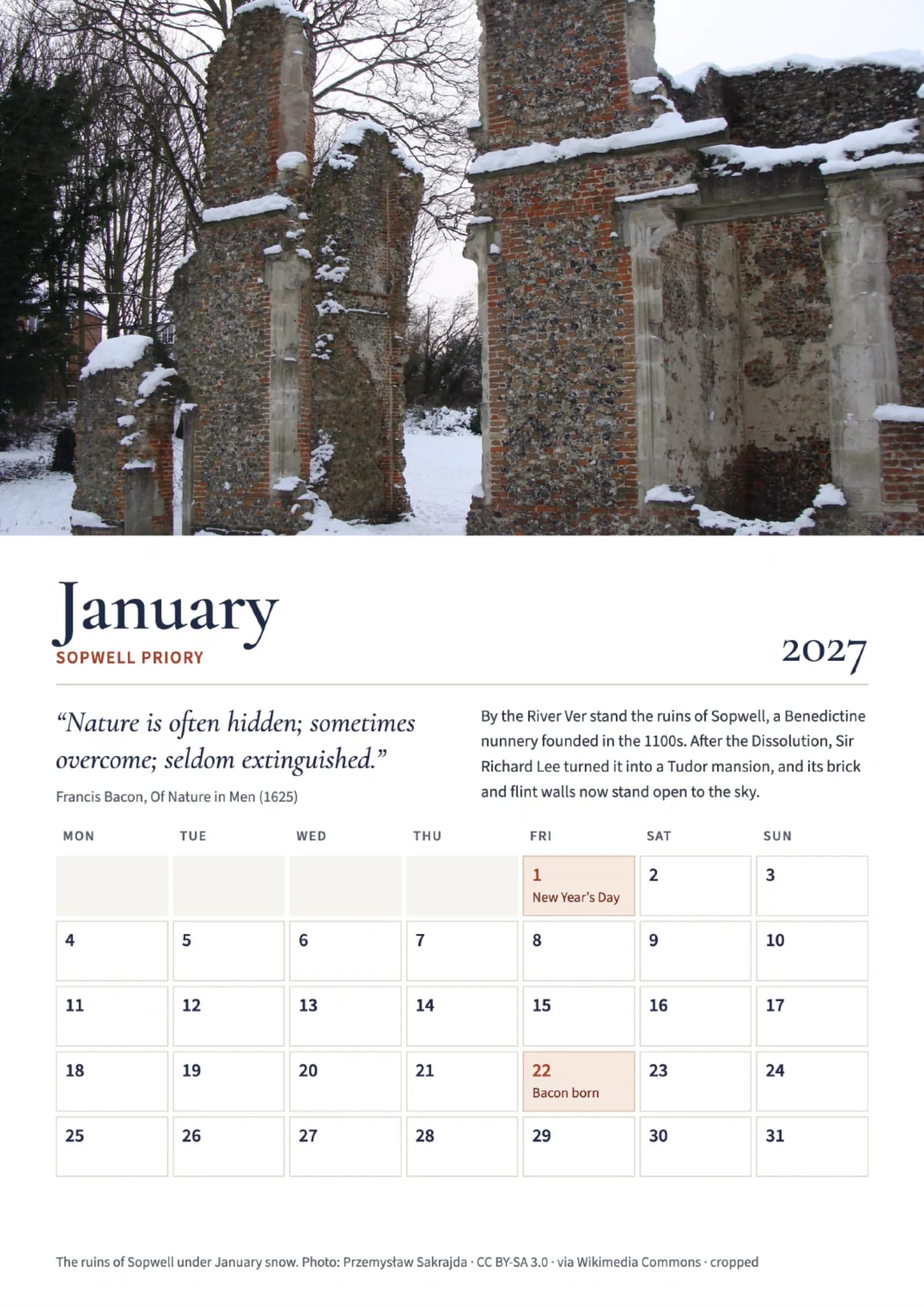 St Albans 2027 Calendar 2