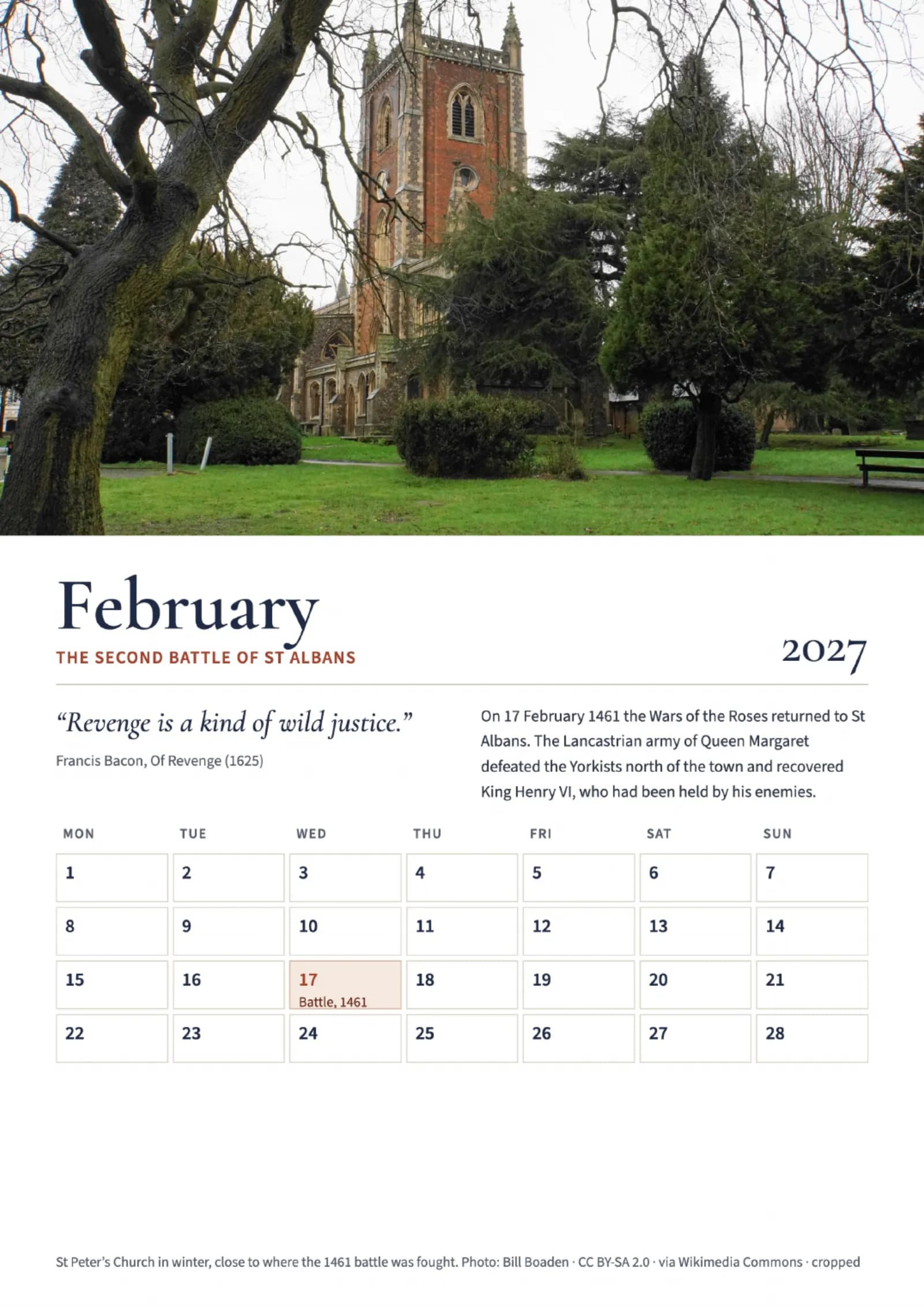 St Albans 2027 Calendar 3