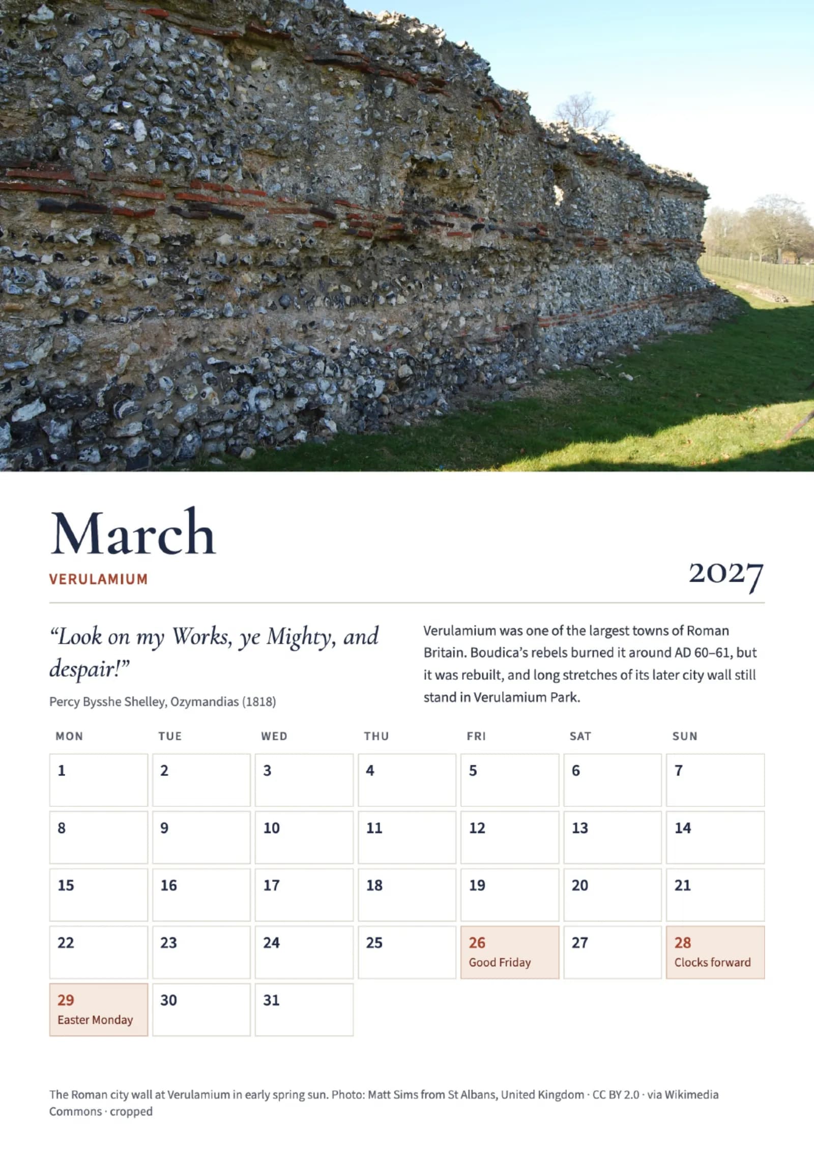 St Albans 2027 Calendar 4